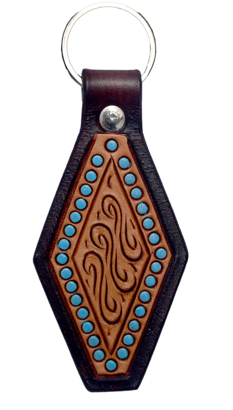 1929 Hand Tooled/Painted/Antiqued Leather Key Chains, Dots